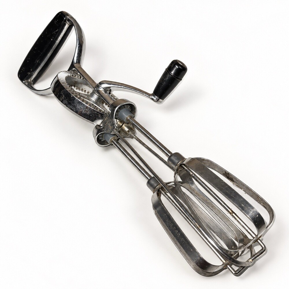 Vintage EKCO Best Hand Crank Egg Beater Manual Mixer Black Handle USA